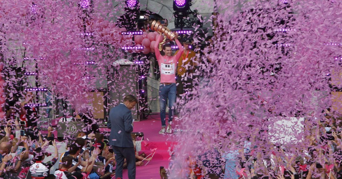 It was a sea of pink as Tom Dumoulin was feted in Maastricht