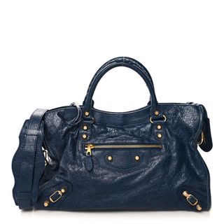 Balenciaga Agneau Giant 12 Gold Hardware City Bleu Mineral