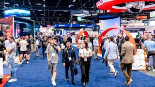 A mass of people walking the show floor at InfoComm 2025.