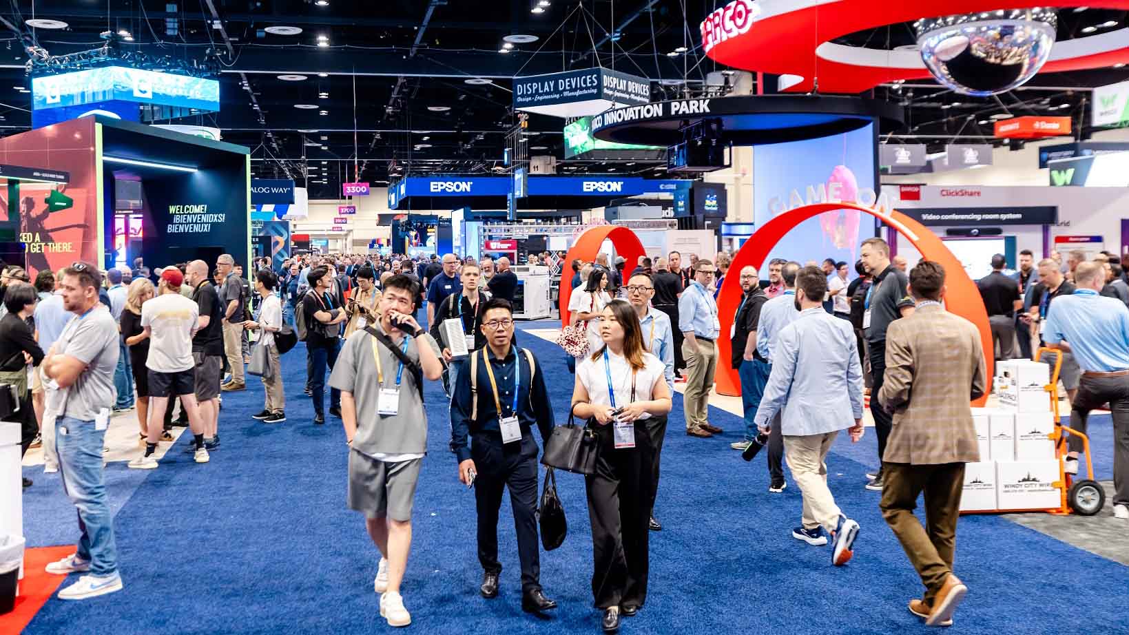 A mass of people walking the show floor at InfoComm 2025.