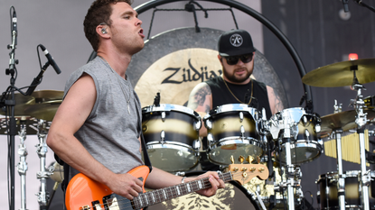 Mike Kerr (L) and Matt Swan of Royal Blood perform during the 2022 Lollapalooza day two at Grant Park on July 29, 2022 in Chicago, Illinois