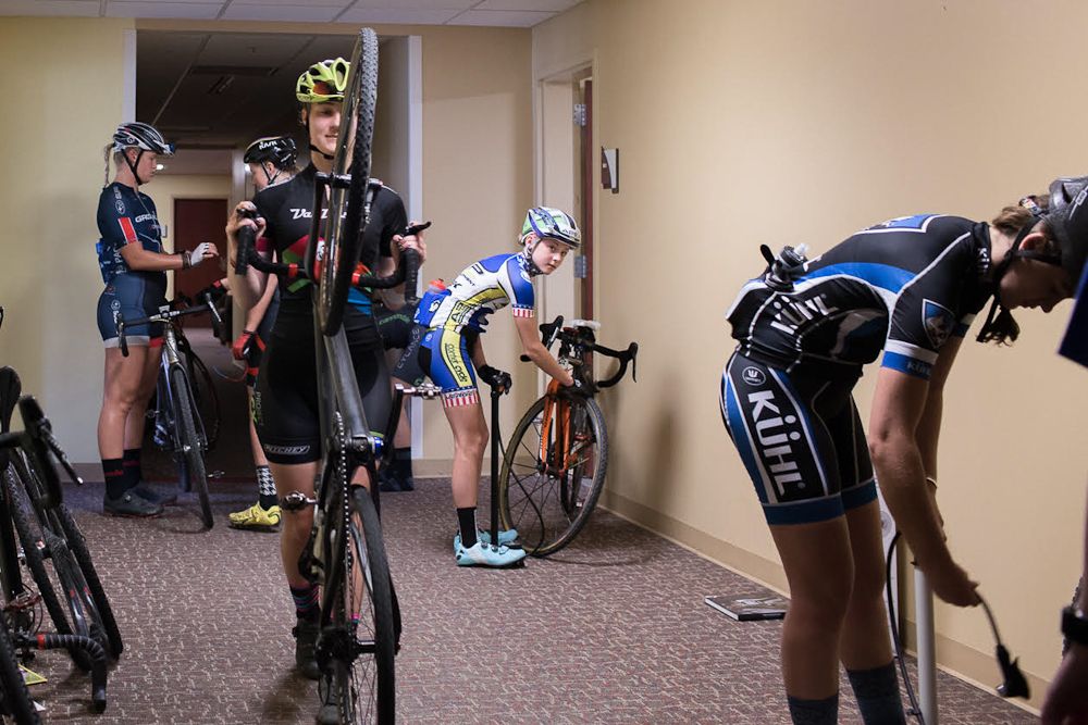The Montana Cross Camp women prepare for a ride