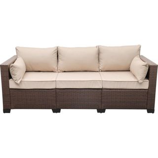 Waroom 3-Seat Patio Wicker Couch