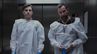 Langdon and Robby sharing an awkward moment of silence in The Pitt Season 2x07