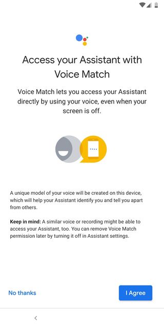 Assistant voice match set up