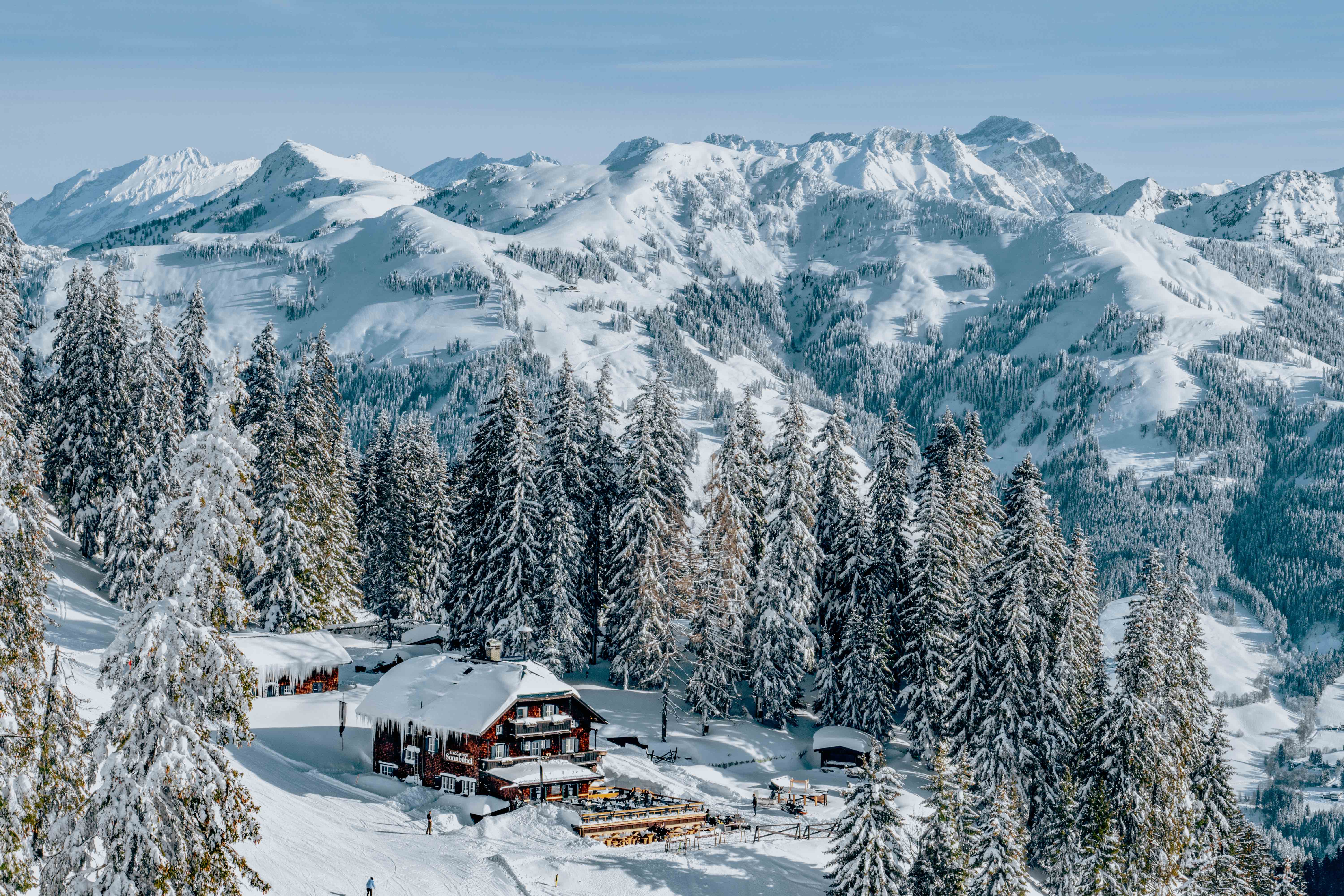 Winter scene of Kitzbühel ski resort in Austria