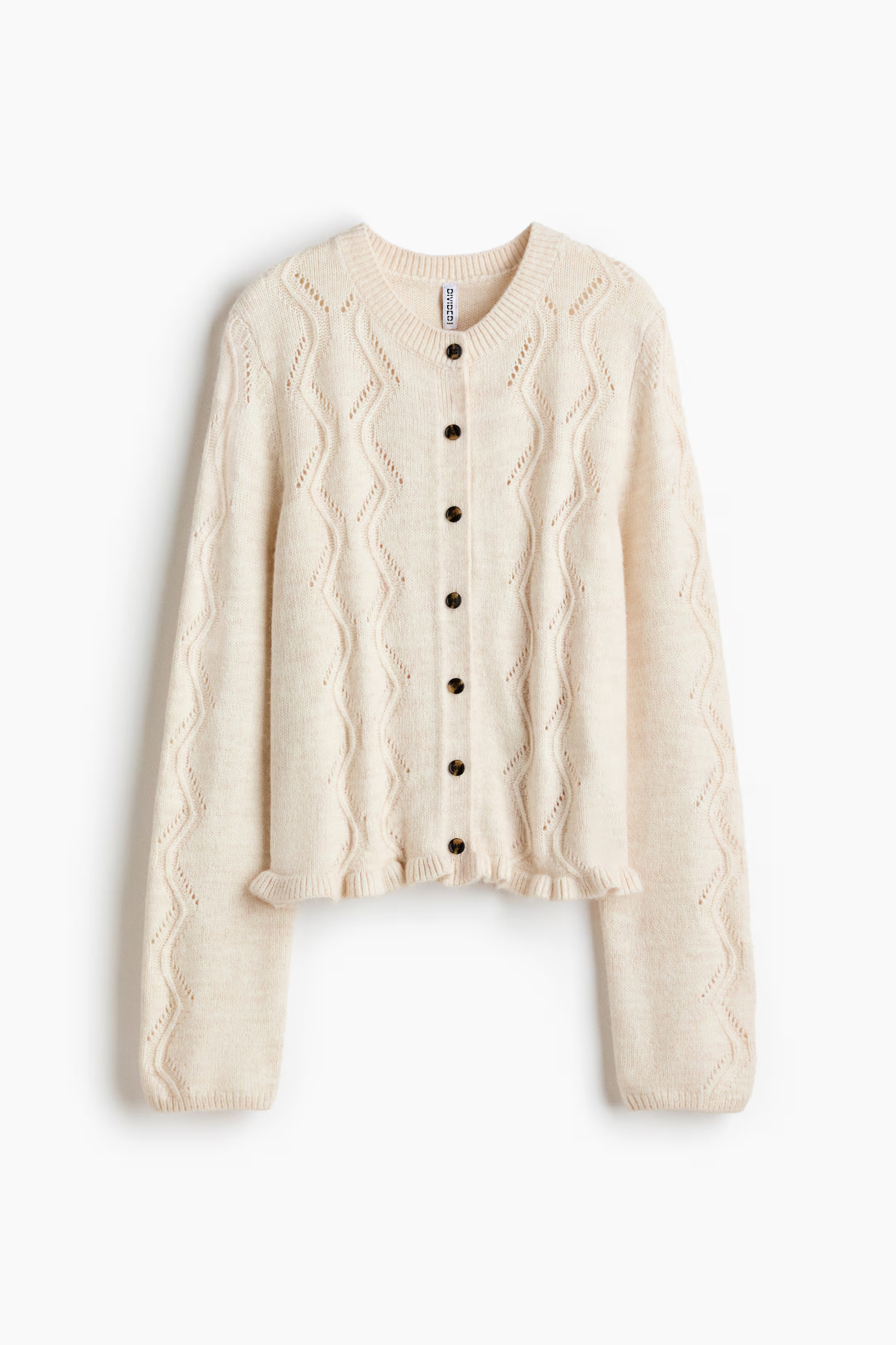 H&amp;amp;M, Pointelle-Knit Cardigan - Light Beige