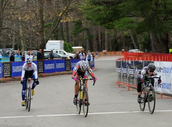 Sally Annis (Pedalpowertraining.com) and Cassandra Maimenko (Silverbull) sprinting to the line