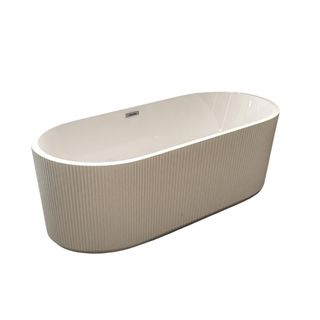 Freestanding oval bathtub with fluted effect on outside panels