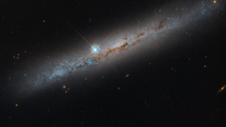 The side-view of a spiral galaxy. 