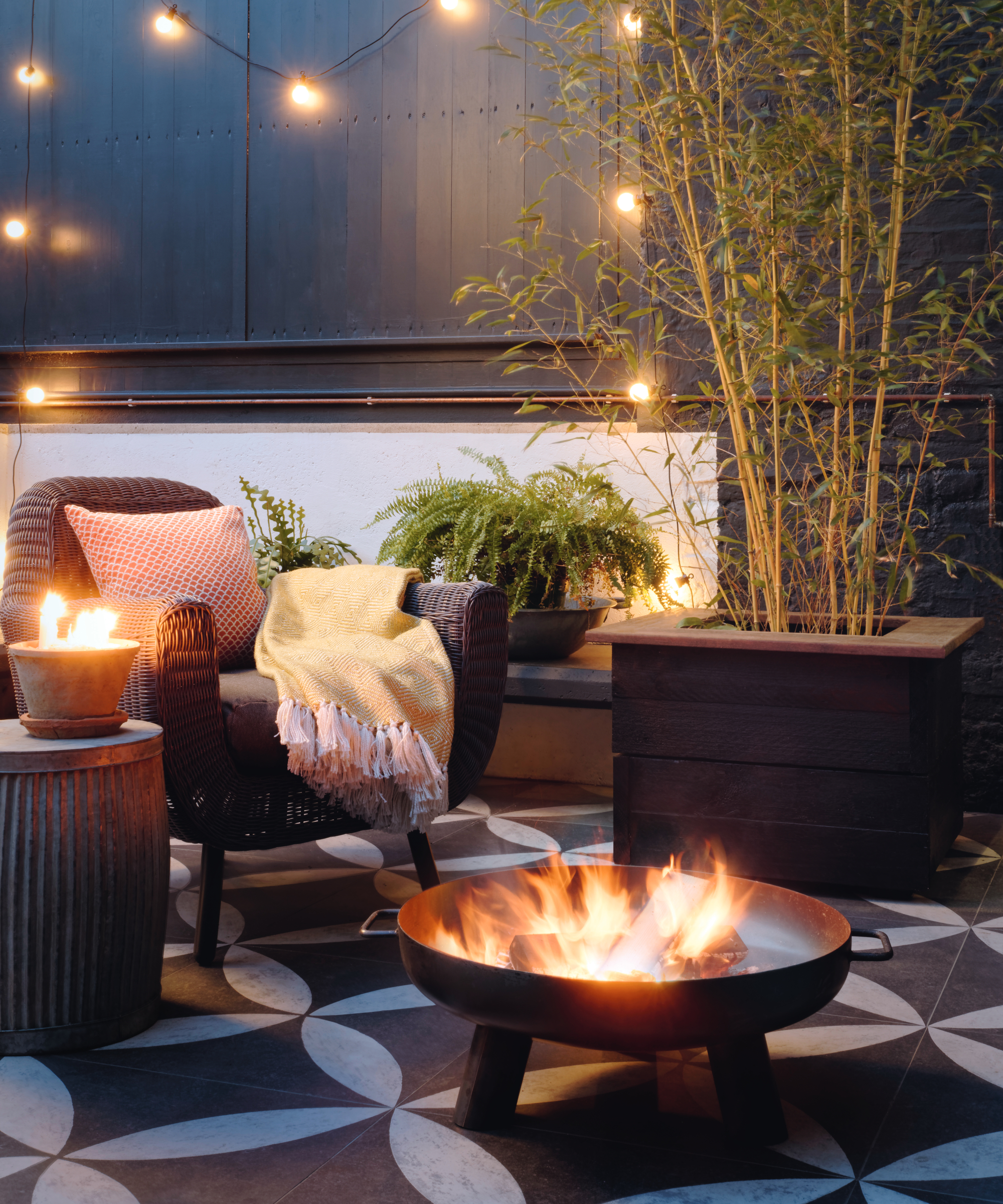 firepit in a modern garden