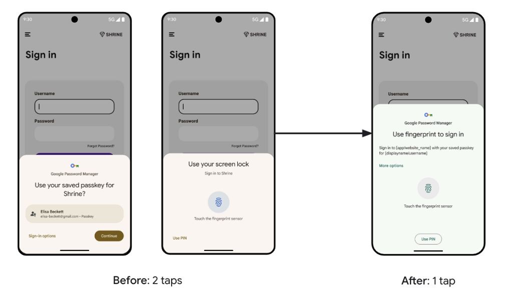 Google brings single-tap sign-in for passkeys in Credential Manager in Android 15 Beta 3.