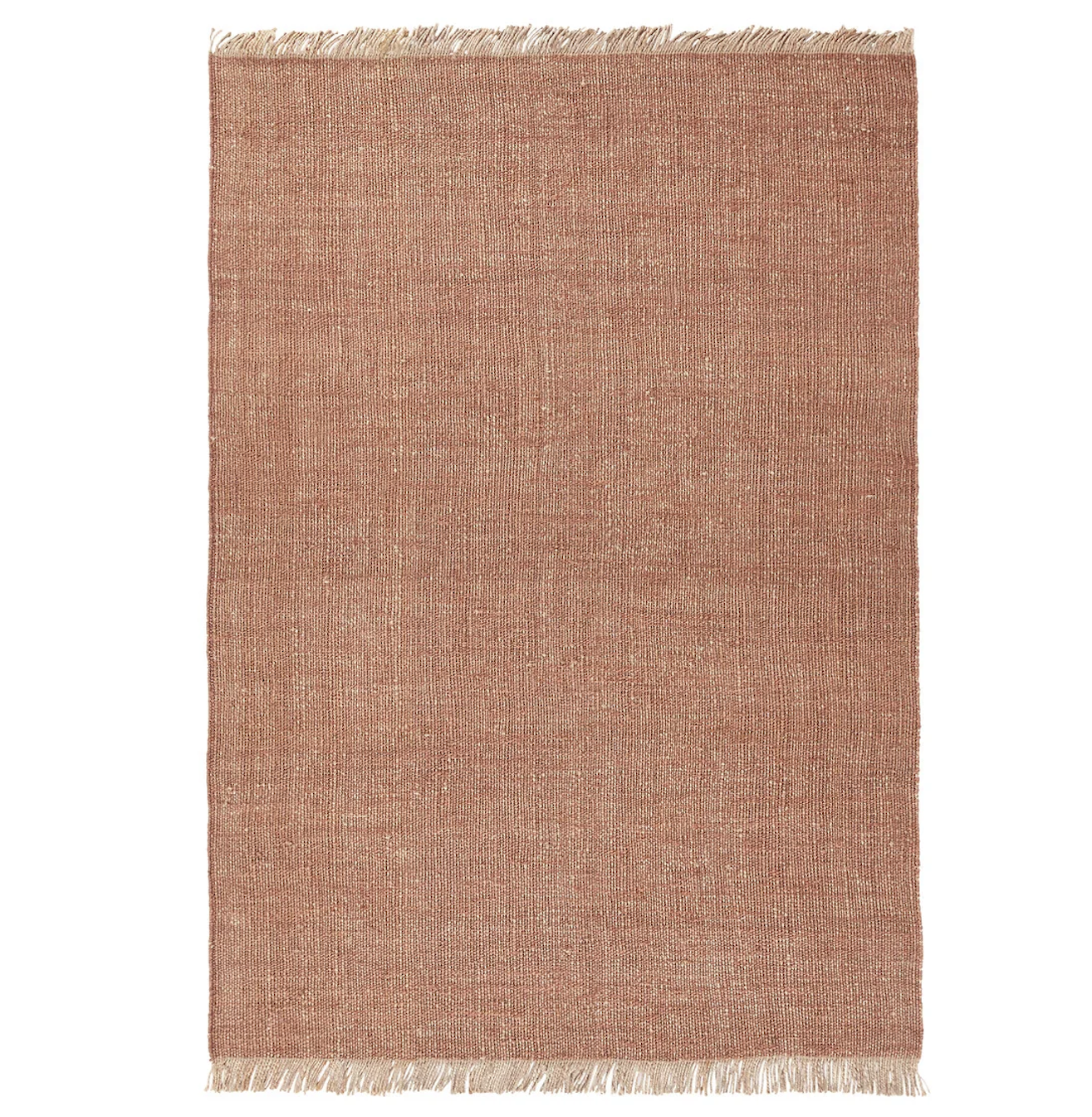 A terracotta toned jute rug