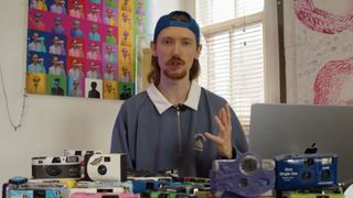 Still from video charting the popularity of disposable cameras