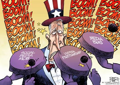 Political cartoon U.S. Uncle sam partisanship media