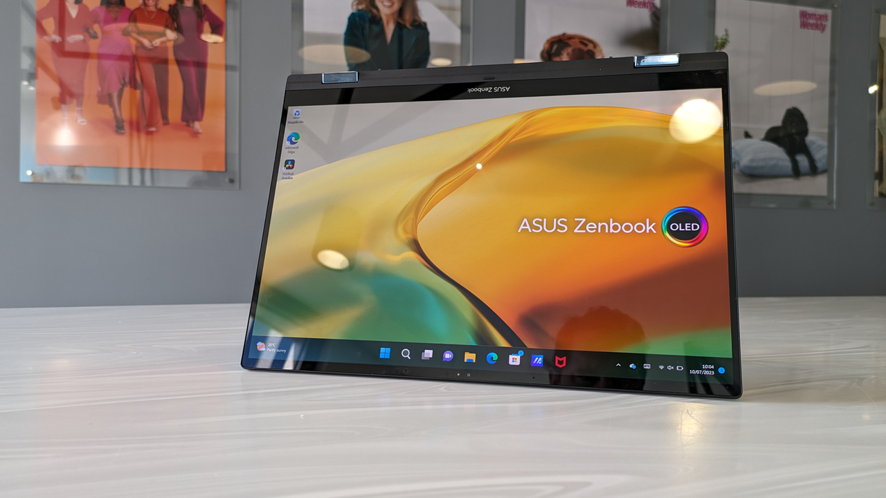 The Asus Zenbook 14 Flip OLED in tablet mode