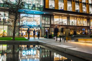 People entering and exiting Google&amp;#039;s Kings Cross offices