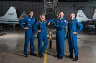 Canadian Space Agency astronauts Jeremy Hansen, Jenni Sidey-Gibbons, Joshua Kutryk and David Saint-Jacques. One of the four will fly to the moon on NASA's Artemis II mission in 2025.