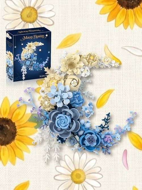 Flower Building Set for Adults, Crescent Moon Botanical Art 