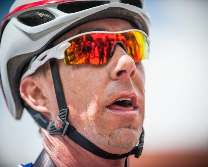 Todd Wells (Specialized) trying to capture a little relief after taking a hard fought win.