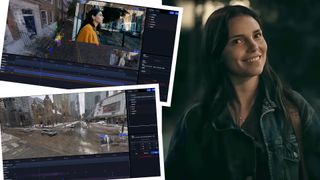 Screens of a filmmaking app and a still from Obsession