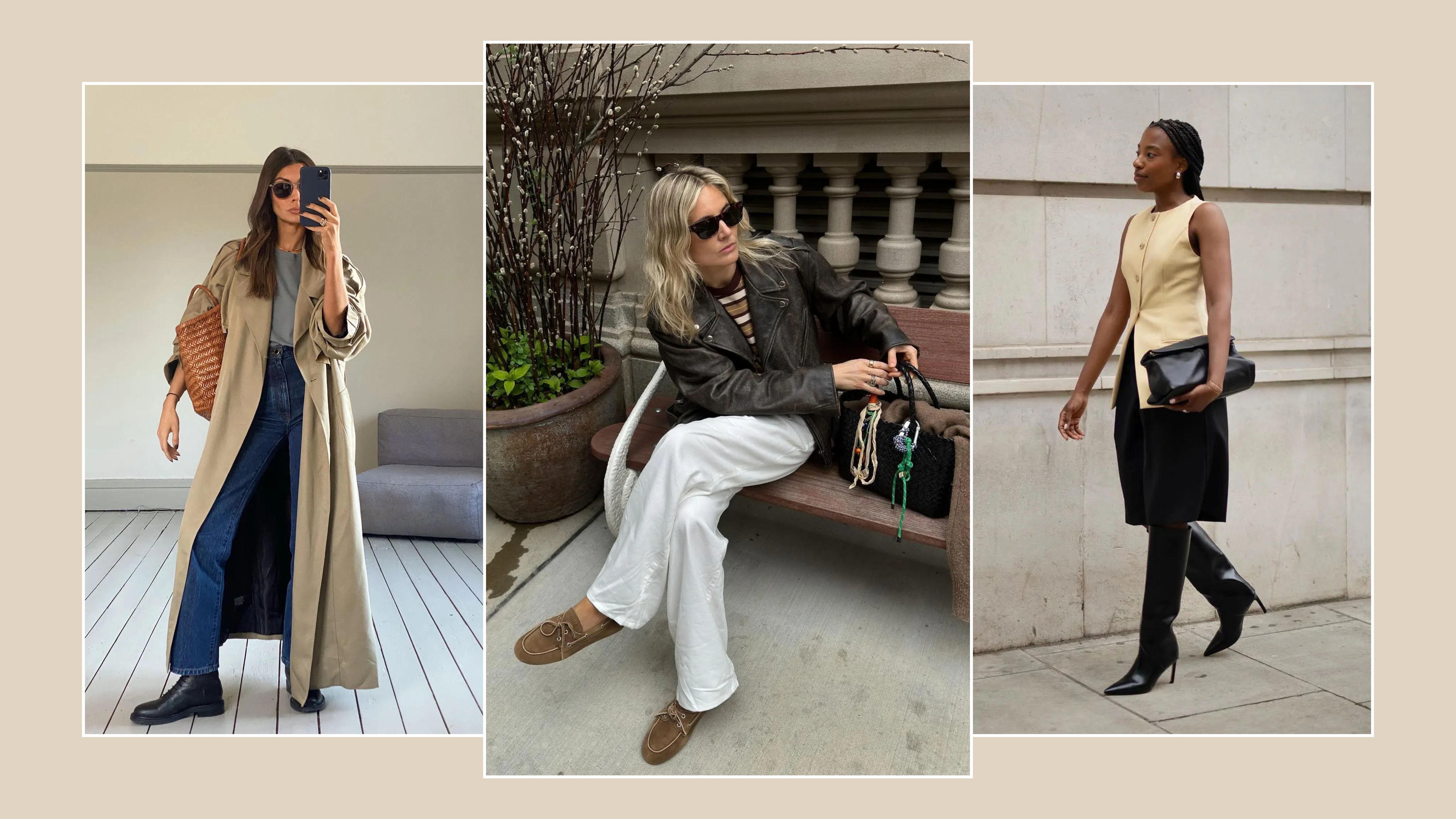 Three British women wear easy autumn outfits