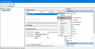 Windows 11 virtual machine settings option