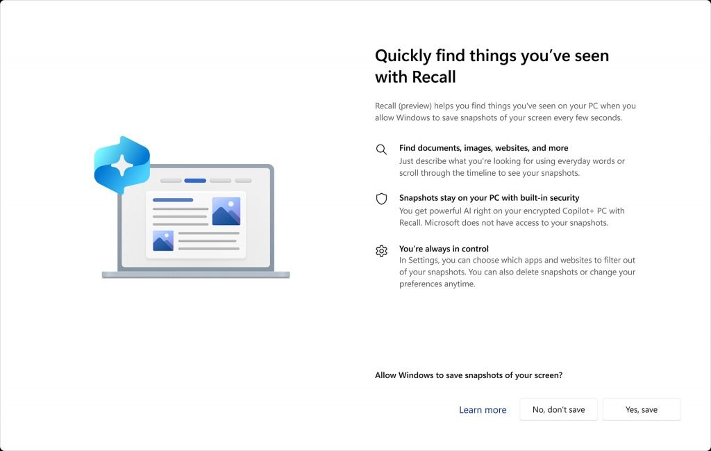 Recall setup option