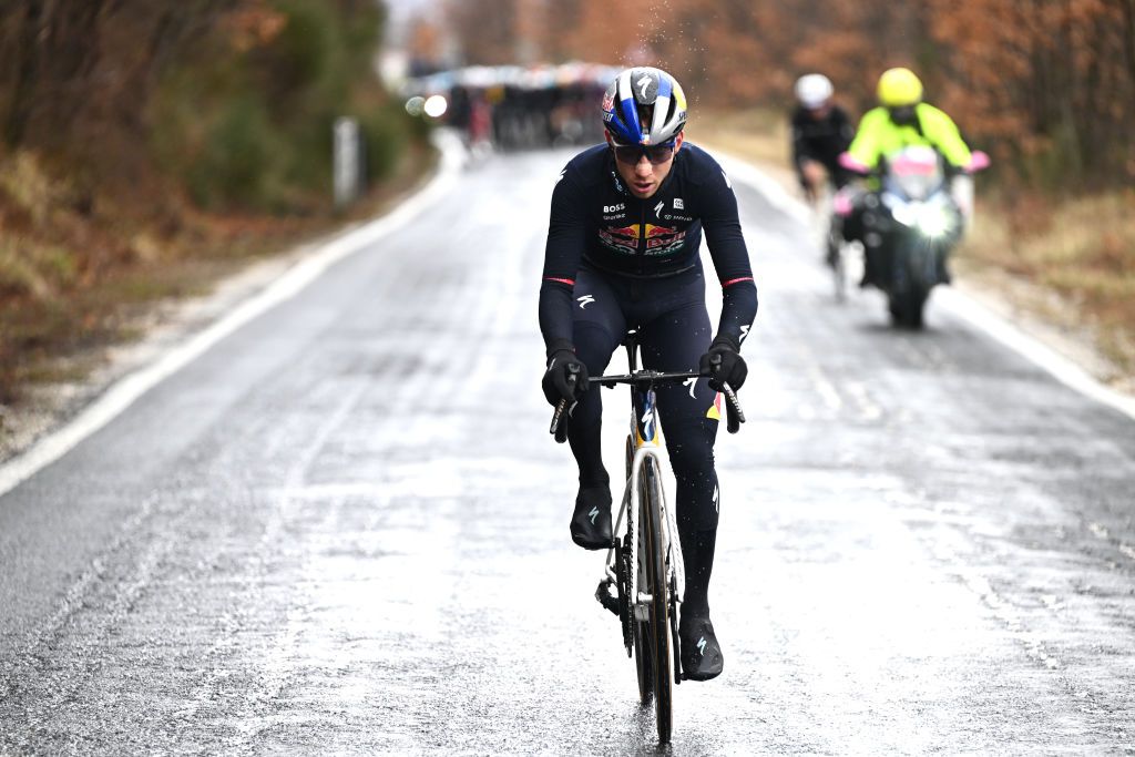 TRASACCO ITALY MARCH 13 Roger Adria Oliveras of Spain and Team Red Bull BORA Hansgrohe attacks during the 60th TirrenoAdriatico 2025 Stage 3 a 190km stage from Norcia to Trasacco UCIWT on March 13 2025 in Trasacco Italy Photo by Tim de WaeleGetty Images