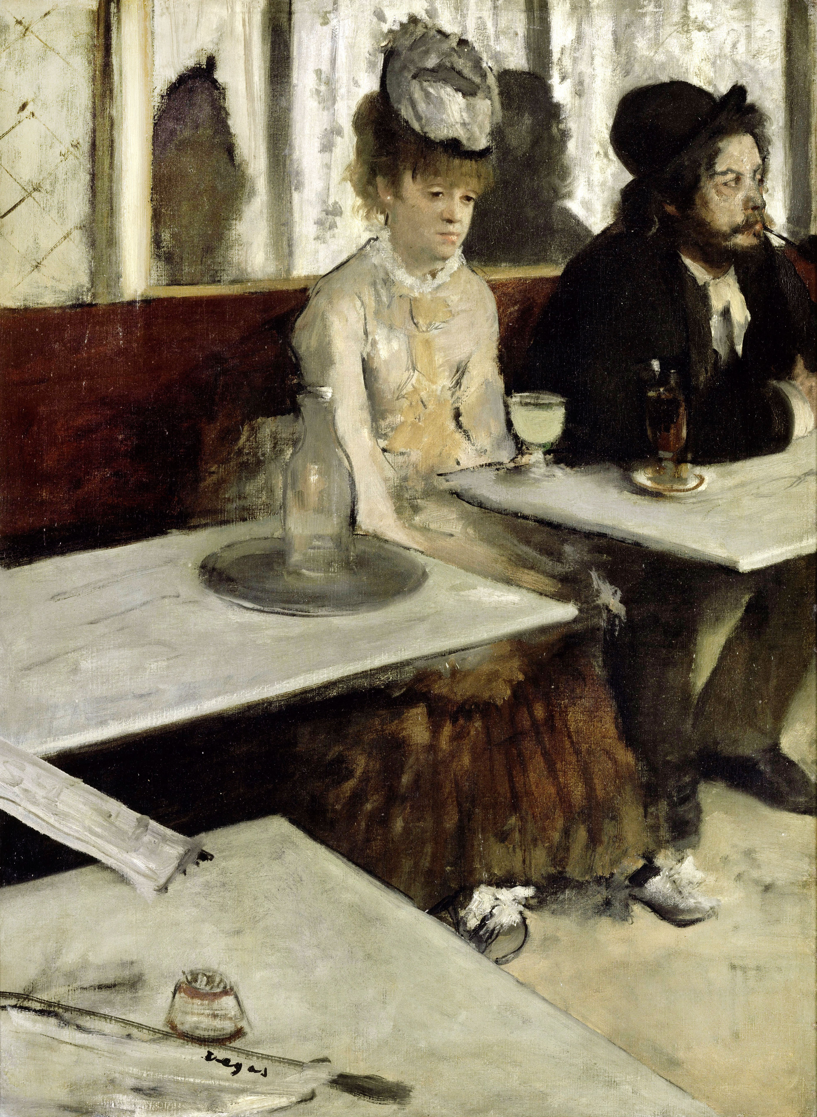 Edgar Degas, In a Cafe 1873 Oil on canvas. Musee d'Orsay, Paris, France.