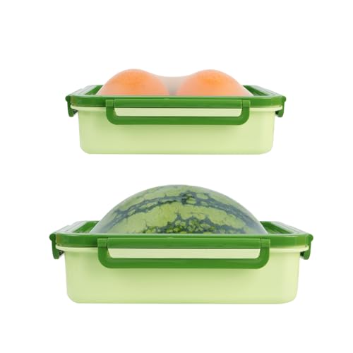 Set of 2 Reusable Large Fruit and Veggie Savers, Silicone Fruit Storage Box, Fresh Stretch Pods for Food Saver, Ideal for Roast Chicken, Garlic, Onions, Lemons, Watermelon and Potatoes (green)