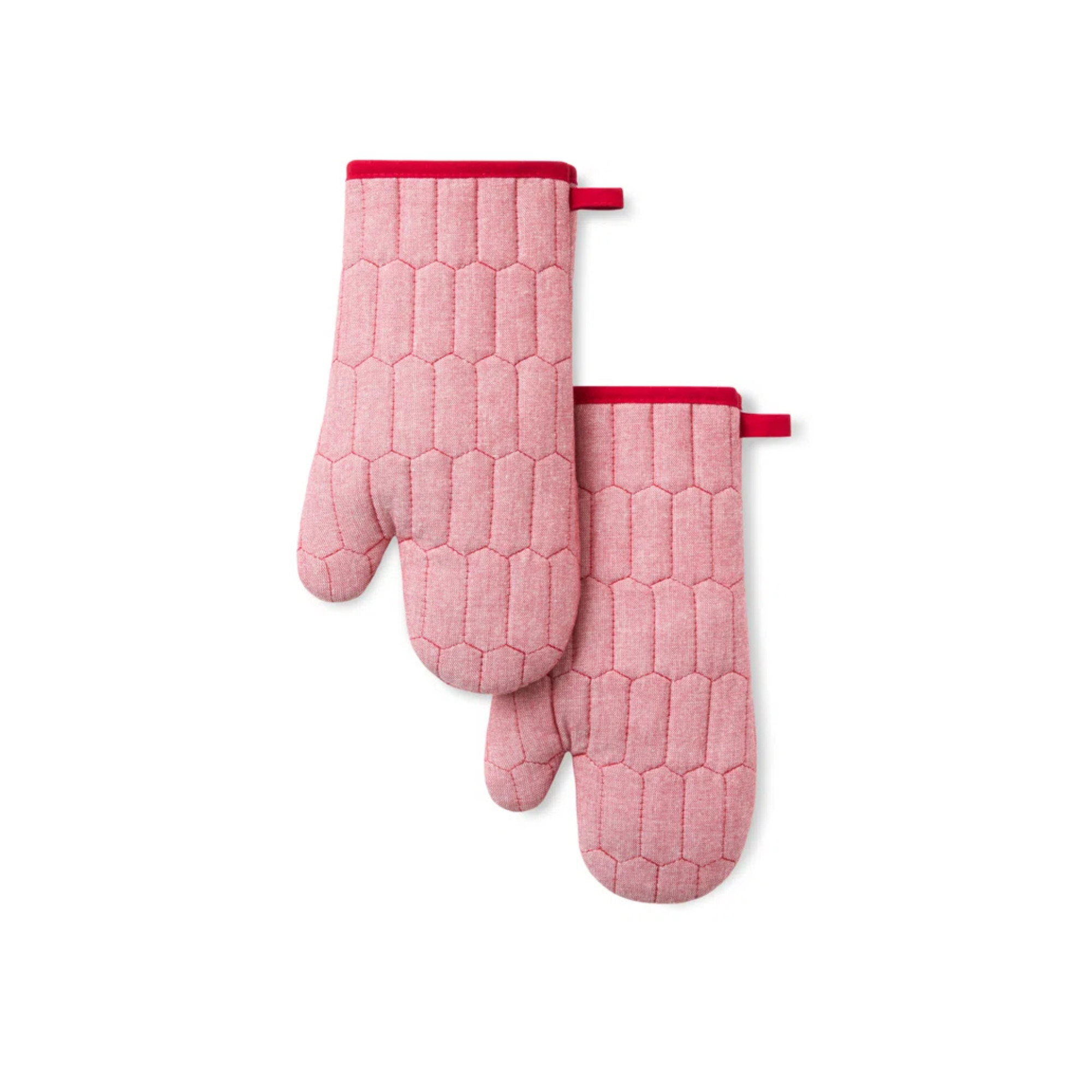 Honeycomb Quilted Chambray Oven Mitt Set, 7&quot; X 13&quot;