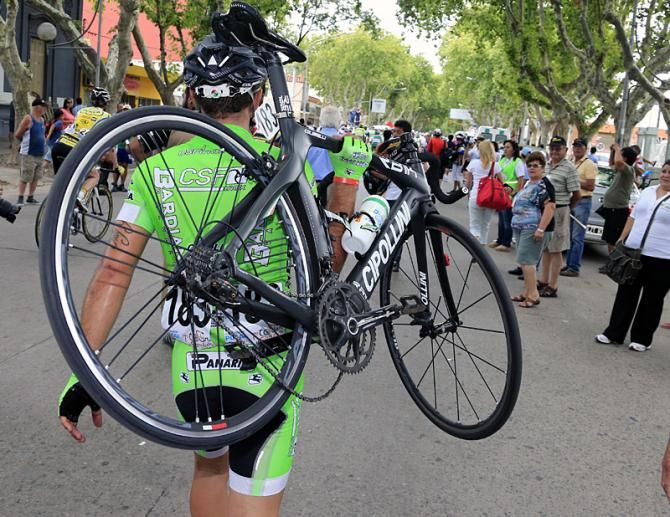 The finish to stage 1 didn't go as planned for Sonny Colbrelli (Bardiani Valvole-CSF Inox)