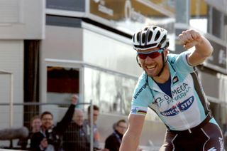 Boonen savours the moment of victory at the Tour of Flanders