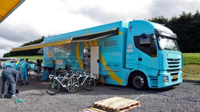 Astana's team support truck is certainly hard to miss
