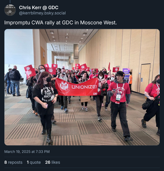 Impromptu CWA rally at GDC in Moscone West.