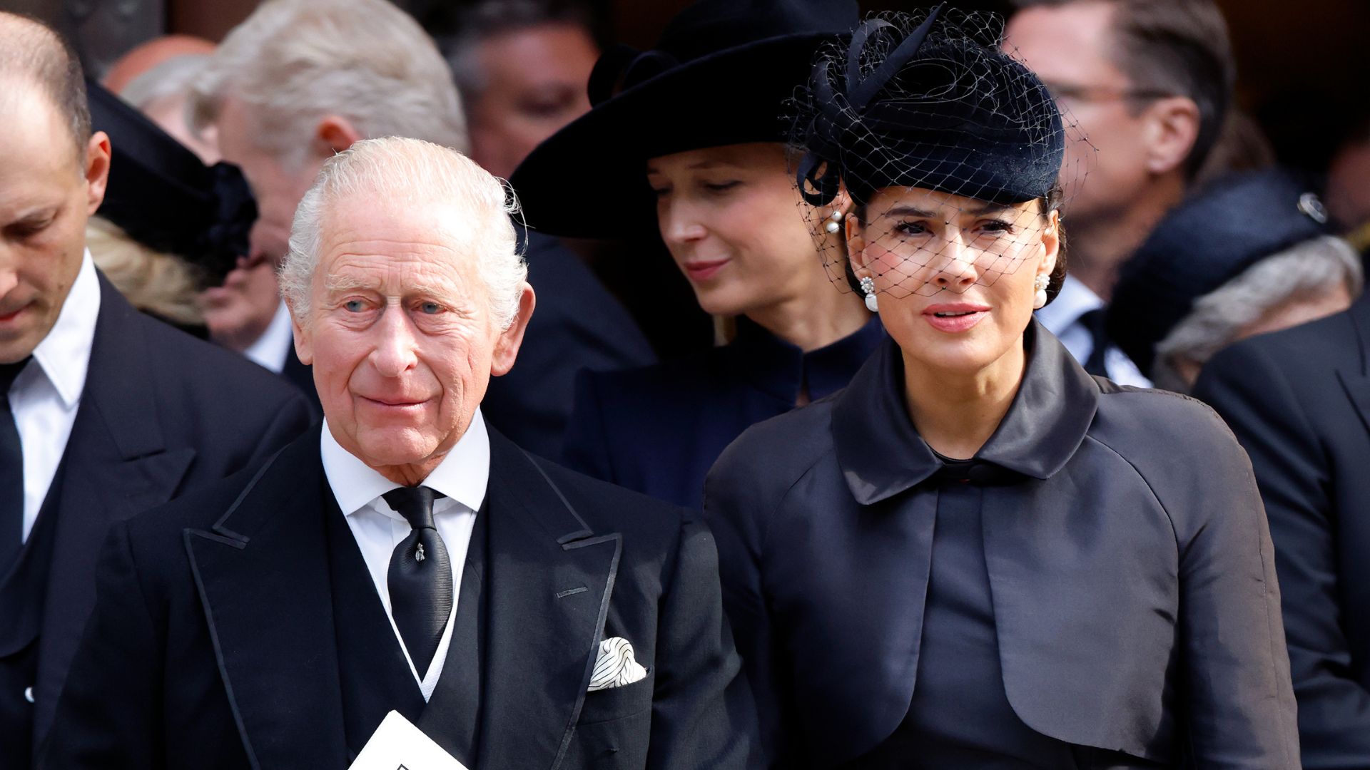 King Charles and Sophie Winkleman attend the requiem mass of the Duchess of Kent, September 16 2025