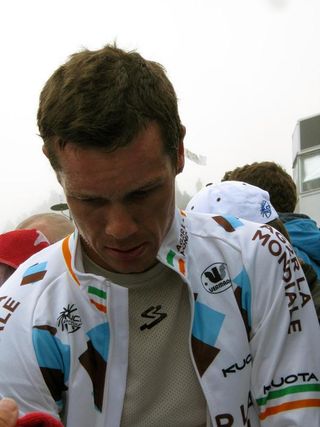 Nicolas Roche (Ag2r-La Mondiale) got changed after finishing 12th on the stage.