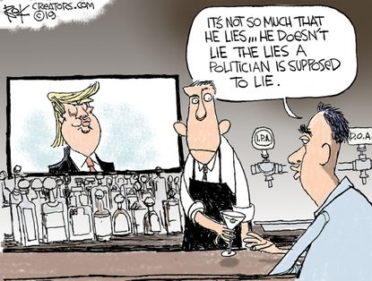Political Cartoon U.S. Trump Lying Unlike a Politician