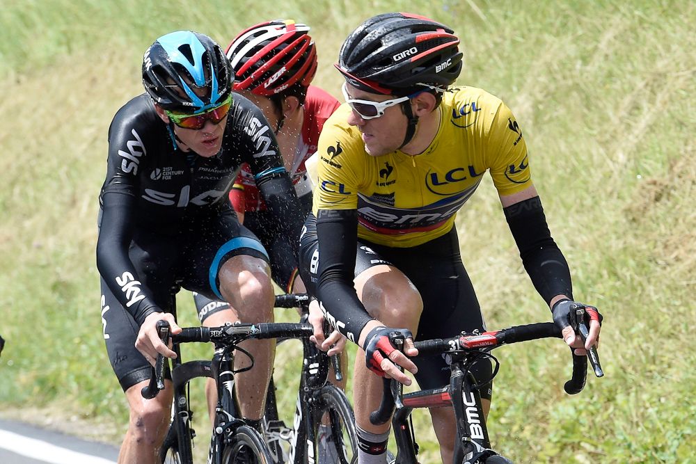 Tejay van Garderen (BMC) checks over his shoulder.