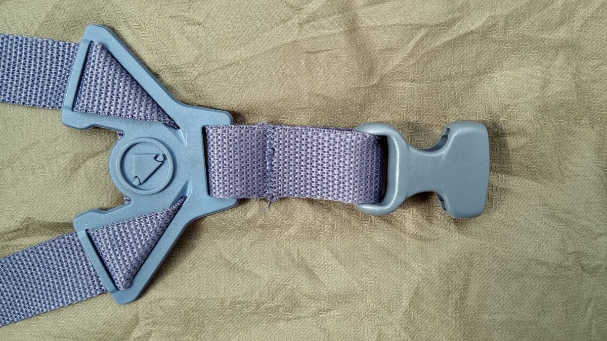 A close up of a strap and the strap divider