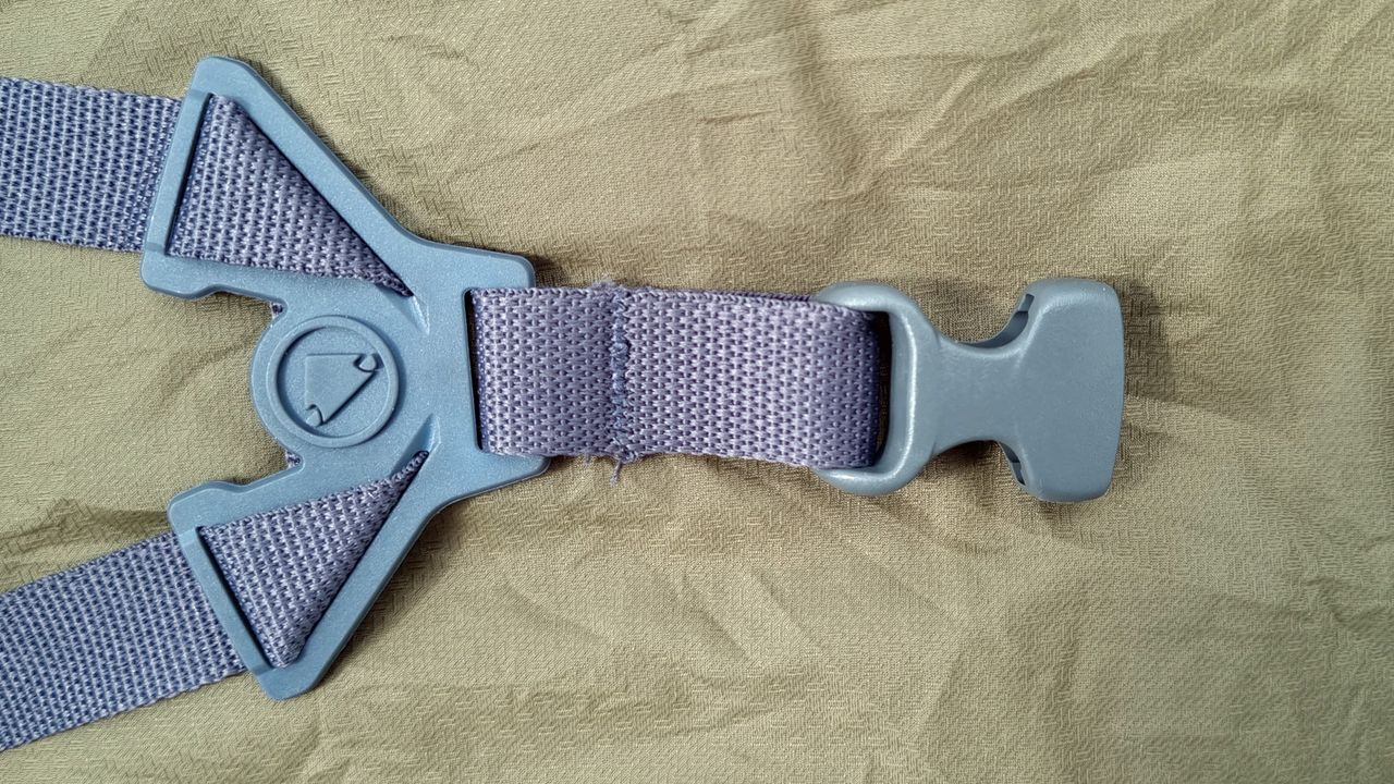 A close up of a strap and the strap divider