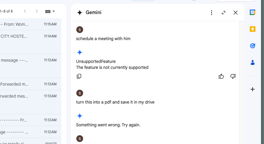 Screenshots of Google Gemini in Gmail