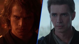Image showing Anakin Skywalker after and before his turn to the dark side