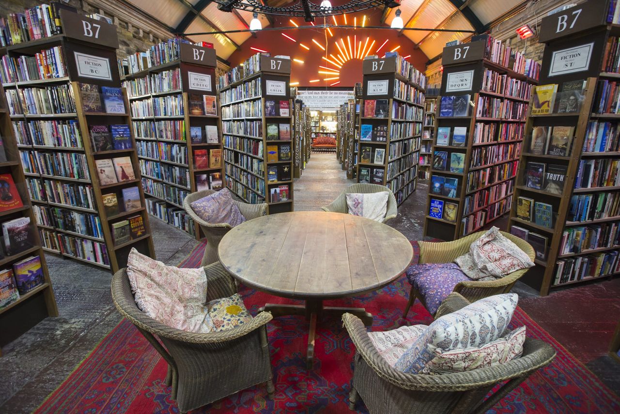 Barter Books, one of the largest second hand bookshops in the UK, based in the old railway station in Alnwick, Northumberland.