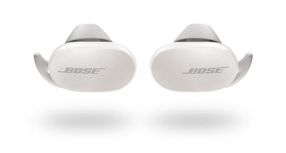 best headphones Bose QuietComfort true wireless earbuds in white against a white background