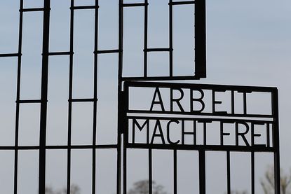 The entrance to Sachsenhausen concentration camp.