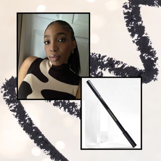 Testers test the best waterline eyeliners from Urban Decay and Maybelline and share their real-life reviews with Marie Claire. a two image collage with eyeliner in the background