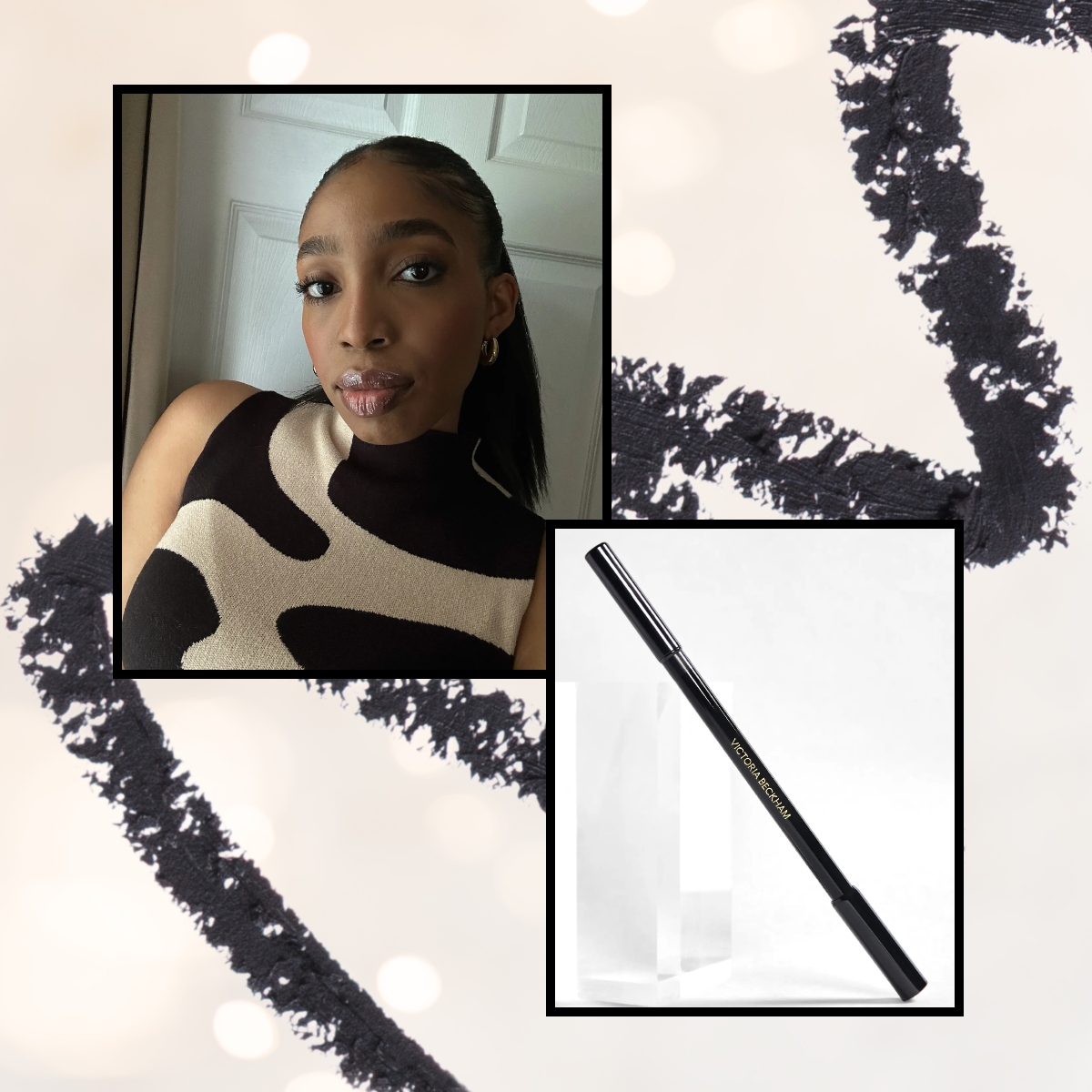 Testers test the best waterline eyeliners from Urban Decay and Maybelline and share their real-life reviews with Marie Claire. a two image collage with eyeliner in the background