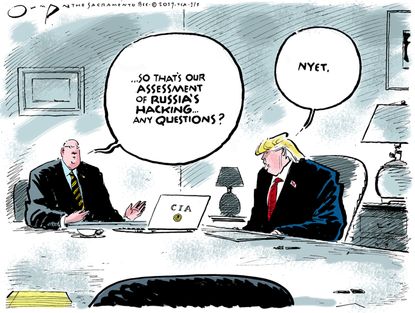 Political cartoon U.S. Donald Trump Russian influence